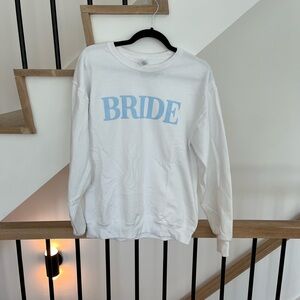 White bride sweatshirt with blue lettering - M - like new